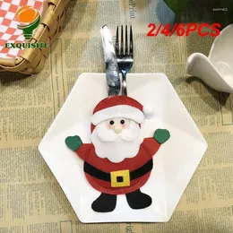 Geschirrsets 2/4/6pcs Weihnachtsabzugsbeutel Tasche Santa Claus Snowman Elch Form niedlich für Küchengeschirr Messer Fork Xams Party