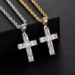 Fashionable And Minimalist Small Cross Pendant Ladder Square Zirconium Niche Temperament Necklace Pendant Versatile for Men And Women