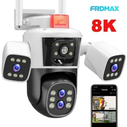 IP Kameralar 8K 16MP WiFi Kamera 10x Zoom Dört Lens Açık Güvenlik Koruması PTZ IP Kamera Otomatik İzleme CCTV Gözetim Kamarı Su Geçirmez 24413