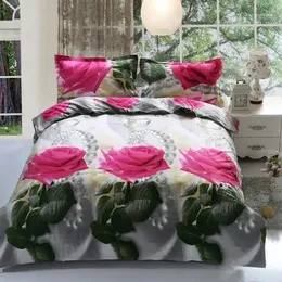 침구 세트 Unihome-Ropa de Cama 3d Tamao Doble Juego algodn y Edredn Con Diseo Flores Reina