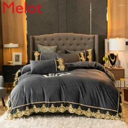 Bedding Sets Winter Thickening Rhinestone Velvet Four-Piece Flannel Duvet Cover Double-Sided Bed Sheet Fitted Thermal