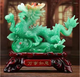 Decorative Figurines Feng Shui Resin Sculpture Loong Chinese Home Decor Lucky Statue Office Imitation Jade Gift Craft Ornament