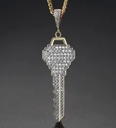 New Men039s Key Pendants Ожерелье Ice Out Cubic Zircon Gold Color Fashion Rock Street Hip Hop Dewelry с цепью для подарка9043971