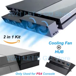 Adattatore 2 in 1 Kit PS4 Freve di raffreddamento veloce + Hub 5 Fanti più freddi + USB 3.0 + 4 USB 2.0 per Sony PlayStation 4 Play Station 4 PS 4 Console