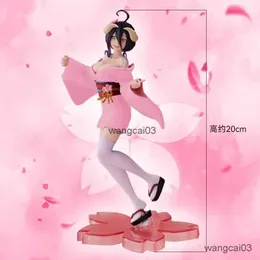 액션 장난감 피겨 애니메이션 피겨 알베도 애니메이션 대다수 그림 핑크 체리 꽃 스커트 귀여운 서있는 모델 장난감 PVC 선물 정적 수집 가능한 인형
