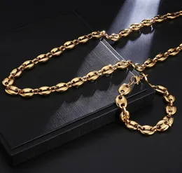 Chains Vintage Stainless Steel Coffee Bean Necklace For Men And Women 11mm60cm Pig Nose Titanium Jewelry Gift6267575