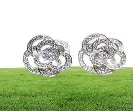 Wzory puste kolczyki z diamentowymi kamelą lśniącą S925 srebrną modę luksusową platynową markę biżuterii 4081870