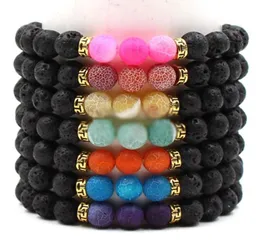 Natürliche schwarze Lava -Achat -Stein -Chakra -Armbänder Aromatherapie ätherisches Öl Diffusor Armband für Frauen Männer Schmuck 9053387