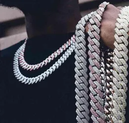 Luxus Hip Hop Weiß Gold plattiert Kubanische Verbindung vereiserte Diamantkette Halskette für Männer Schmuck258t6536405
