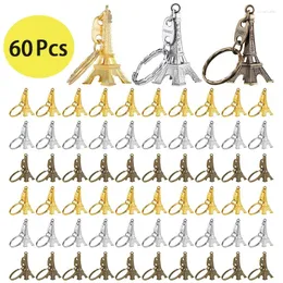 키 체인 60pcs 에펠 타워 키 체인 빈티지 장식 지갑 장식품 동상 모형 댄스 파티 프랑스 기념품
