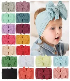 Weicher Nylon Jacquard Hair Accessoires Kinder039s Haarband Baby Super Stretch Bow Girls große Bögen Feste Stirnbänder1582359