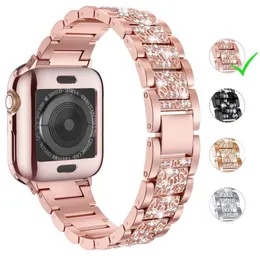 Diamond Metal Watch Band for Iwatch Ultra 9 8 7 6 5 4 3 Bling Apple 49mm 45mm 44mm 42mm 41mm 40mm 38mm Ladies Watch Strap Universal Bracelet Barilet