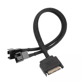 SATA 15 PIN do 2 Way 3pin 4pin Wentylator zasilający wentylator przedłużający kabel do systemu chłodzenia komputerowego o długości 27 cm/984in