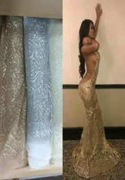 Paillettes senza schienale Black Girl Mermaid African Prom Dresses Long 2017 Sexy Deep Vneck Paesaggio Formale Paesaggio a buon mercato Dres5788575