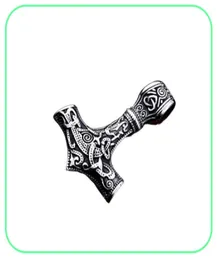 Vintage Men039s Edelstahl Anhänger Halskette Gravur Viking Hammer Mjolnir Norse Schmuck 9569426