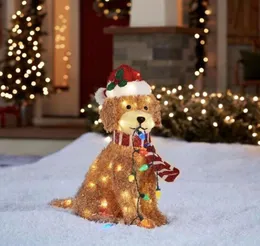 Obiekty dekoracyjne figurki Goldendoodle Holiday Living 36x16cm Świąteczne LED LED LIGE OP y Doodle Dog Decor With String Outdoor Ogród Dekoracja ogrodu 2211299836005