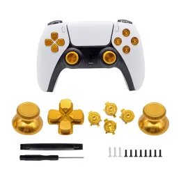 Tillbehör 7st PS5 Aluminium Metal D Pad Analog Bullet -knappar för PlayStation 5 Controller THUMBSTICKS Ersättning Chrome