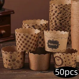 Formy do pieczenia 50pcs Kraft Paper Muffin Cupcake Liner Cup Oilmood Cake Form Morzrywalny narzędzie Kitchen Kitchen