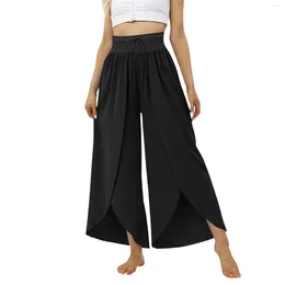 Kvinnor Pants Women 2024 Spring Summer Palazzo Wide Leg Pant Elastic High midja Casual Loose Female Black Trousers Pantalones