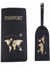 Card Holders PU Leather Passport Cover Luggage Tag Set For Men Women Travel Case Suitcase ID Name Address Holder1694748