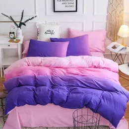 침구 세트 Funda de Edredn cmodo juego cama con gradiente color morado y rosa suave almohada sbana ropa