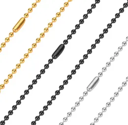 24mm Beads Ball Chains Necklaces Not Fade Stainless Steel Women Fashion Men Hip Hop Jewelry 24 Inch Silver Black 18K Gold Plated 6713543