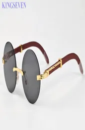 round wood frame buffalo horn glasses eyeglasses circle lenses rimless sunglasses with box full metal bril occhiali9653782
