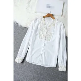여자 티셔츠 서있는 고리 기질 통근 길고 유행 한 단색 싱글 가슴 실크 카디건 슬리브 코튼 셔츠