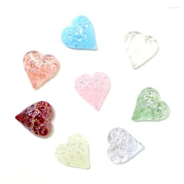 Decorative Figurines 8pcs Flat Back Glass Heart Ornaments Solid Color Pearlescent Craft Home Room Desktop Decor For Holiday Party Wedding