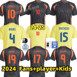 2024 Colombia via Maglie da calcio Copa America Luis Diaz Falcao James Home 24 25 Colombia Shirt da calcio 2025 Cuadrado Men Kid Kit Kit