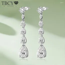 Dingle örhängen TBCYD 16.98CTTW Pear Cut Real Moissanite Drop for Women S925 Silver Diamond Sparkling Jewelry Gift