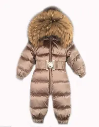 15 yıl Rus yeni doğan kız kızlar kış raccon gerçek kürk romper erkekler bebek onesie be snowsuit çocuklar catsuit1473497