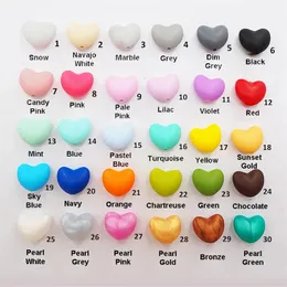 Chengkai 50pcs Silicone Heart Teether Minchas Diy Baby Churcier Pacifier Jóias Acessórios de brinquedos de joias Chew Fazendo contas 240409