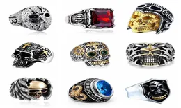 Homens góticos de aço inoxidável tocam jóias Hip Hop Punk Skull vintage Rings Male Acessórios masculinos Bijoux anilos HOMBRE267C6463334