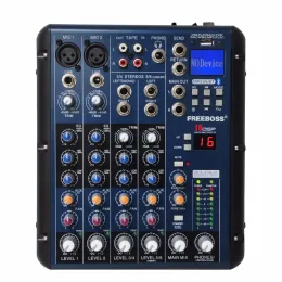 Mixer SMR6 Bluetooth Record 2 Mono + 2 Stereo 6 Channels 3 Band Eq 16 DSP Effect USB Professional Sound Mixing Console