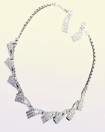 Корейские свадебные аксессуары для свадебных аксессуаров Простые серебряные серебряные серьги ожерелья комбинировать набор сети 2 штуки7378366