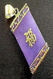 Personaggio cinese d'oro di giada viola integrale quot futune fortune fortuna ciondolo e collana3678114