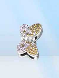 Vår 925 Sterling Silver smycken Reflexioner Bedazzling Butterfly Clip Charm Pärlor FITS JACHETS NACKLACE FÖR KVINNA SMEEXKE1958093