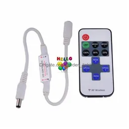 RGB Controllers Mini RF Wireless LED Remote Controller Dimmer för enkelfärgsljus SMD5050 SMD3528 Drop Leverans Lights Lighti OTU3Y