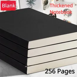 128 ark förtjockat svart kort rakt bak horisontell anteckningsbok Cowhide Notepad Student Square Blank Planner Agenda Söt 240410