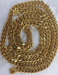Szerokość 681012mm 182022426 cala ze stali nierdzewnej żółte złoto platowany łańcuch kubański dla mężczyzn kobiety punkowe biżuterię 6772497