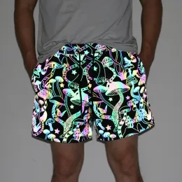 Shorts ny ankomst reflekterande shorts män natt jogging reflekterande ljus färgglada svamp ins andningsbara sommarkläder Bermuda maskulina