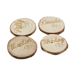 Party Decoration 100PCS Personalized Engraved Nature Wood Table Place Name Cards Natural Log Wedding Centerpieces Decor Slices Discs Crafts