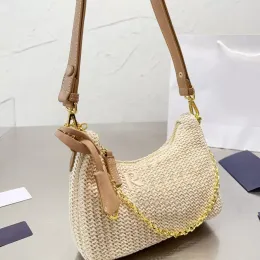 top Quality Luxury Woman Straw Bags Nyl Shoulder Bags Hobos Handbags Chain Purses Designer Crossbody Baguettes Lady Small Totes Beach Bag E2dp#