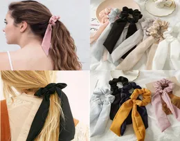 Bohe Stripe Solid Ribbon Scrunchies Mulheres elásticas faixas de cabelo cachecol laços de corda rabo de cavalo Girls3066594