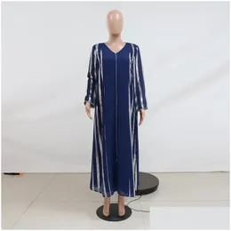 Ubranie etniczne muzułmańskie abayas dla kobiet w paski cekiny luźna szata Dubaj Arabian szyfonowe koraliki Patchwork Light Luksusowy arabski sukienka DHK5Y