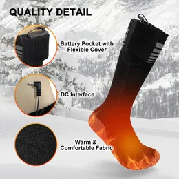 Unisex Rechargeable Heated Socks Breathable Electric Thermal Socks Cozy Washable for Outdoor Sports Skiing