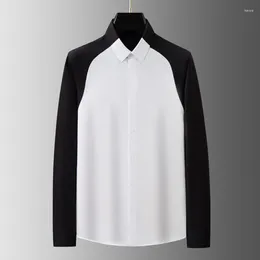 Camisas casuais masculinas Camisa de manga longa em cena em cena longa Boda versátil elegante e elegante encaixe