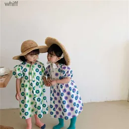 Girl's Dresses Korean style little princess cotton floral dress for kids cute girls short sleeve casual summer 210615 C240413