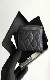 حاملي البطاقات Lingge Xiaoxiangfeng Luxury عالية الجودة من الجلد معرف الائتمان مقطع Zero Wallet Cowhide Caviar Card Bag HEFW1914895